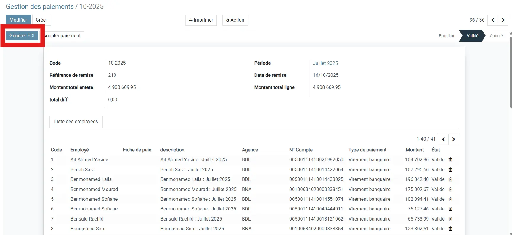 Odoo Paie Algérie - Virements bancaires et paiements